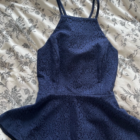 Ever New Navy Lace Peplum Halter Top - Picture 3 of 6